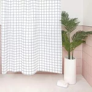 체크라인 샤워커튼 풀세트 (커튼링,커튼봉 포함)