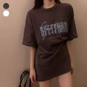 걸 시그니처 20대 30대 블루그래픽프린트 릴렉스핏 숏슬리브 티탑