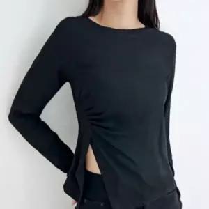 걸 언밸런스 스트라이프짜임 심플 플리츠 검정탑