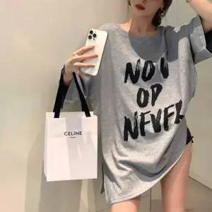 레터링 프린트 롱 슬리브 반팔 티셔츠 여름용