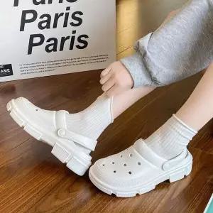 [하프클럽/]와플 통굽 샌들 남녀공용 방수 뮬 2컬러 슬리퍼 쪼리