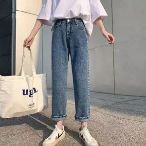 [하프클럽/]여자 일자핏 팬츠 롤업 스타일 청바지 의류