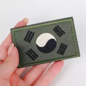 훅테이프부착 작업안조끼태극기와펜 반려동물외출복꾸미기패치 국방색