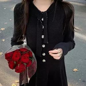 타이넥 플레어 원피스 봄 가을 겨울 하객룩 결혼식룩 (KYR-WBEC57D)