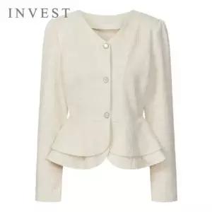 [인베스트] V넥 트위드 러플 블라우스_IN6S1BL5181