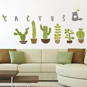 드로잉선인장 그래픽스티커 시트지 벽지 포인트스티커