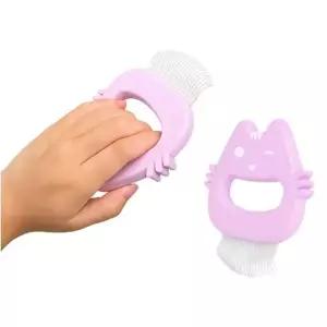 그루밍 강아지 빗 조개형 실리콘 그립 엉킨털 관리용 1P