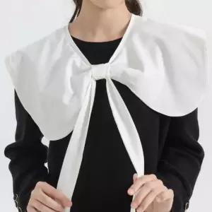 여성 케이프 스타일 레이어드 넥 리본 이너 셔츠