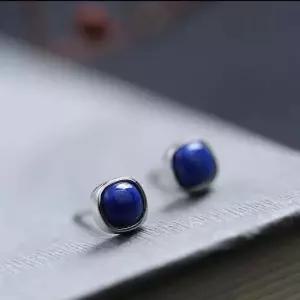 청금석 S925 남홍석 순수 원석 스톤 드롭 이어링