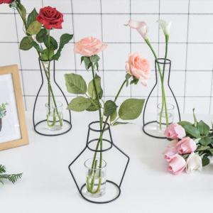 홈데코 BEST 특가 와이어 철제 투명 화병 미니 조화 꽃병