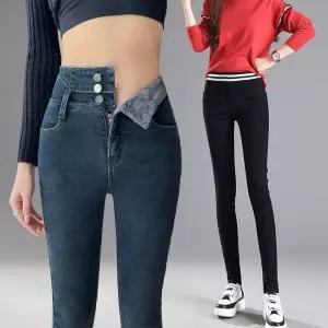 토보샵 데님 맛집 / 기모 여성 스키니진 청바지 일자 하이웨스트 밴딩 빅사이즈 스판데님팬츠