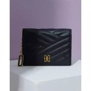 [롯데백화점]닥스 액세서리 [CARLISLE] 블랙 퀼팅 로고 참장식 반지갑 DCWA2E218BK