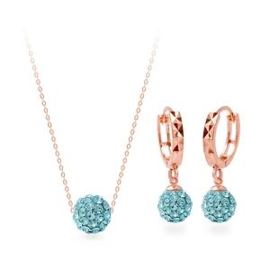 [미니아트] 3월 아쿠아마린 컬러 쥬얼리 2종 SET (14K골드핀귀걸이+목걸이)