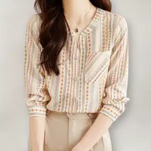 [퀸이즈][퀸이즈] [77까지]가트 에스닉 나염 포켓 블라우스