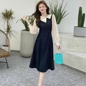 [오노마] ONM 심플 배색 카라 데일리룩 데이트룩 원피스 (S8413560)