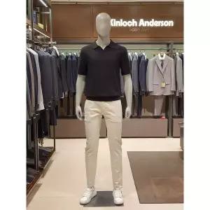 갤러리아 킨록 S/S 루즈핏 반팔 오픈카라 니트 블랙 (TFY08)