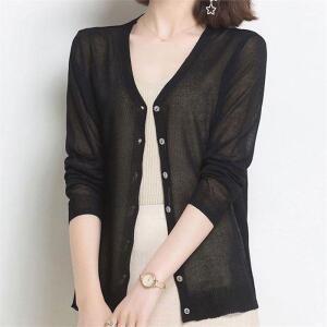 [오노마] ONM 여성 심플 시스루 브이넥 가디건 파스텔톤 데이트룩