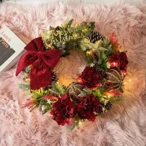 [텐바이텐]크리스마스 리스 벽장식 LED 할리퀸 벨벳 플렌츠 450mm 소품