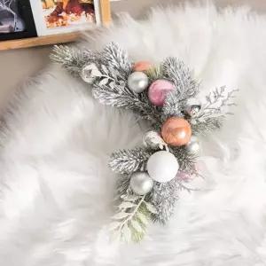 [텐바이텐]겨울 조화 리스 벽장식 핑크펄 ㄱ자 22cm 크리스마스 소품