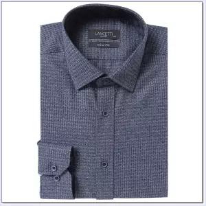 [란체티](김해점) 남성 겨울  소프트 기모 잔체크 딥블루 슬림핏 긴소매 셔츠 LVW5004DB