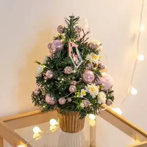 [텐바이텐]크리스마스 미니트리 화분 완제품 LED 핑크 글로시 34cm 장식