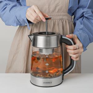 스테인레스 멀티 전기티포트 1.7L 대용량 유리전기주전자 차거름망 커피포트