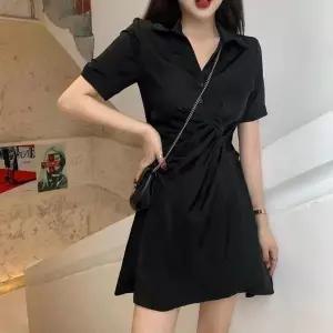[오노마] ONM 허리 주름 라인 셔츠형 언발란스 미니 원피스 (S12073031)