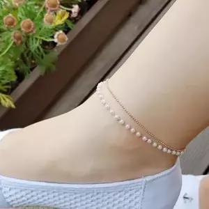 /옷자락 여자 여름 액세서리 핑크골드 진주 발찌