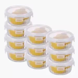 네오플램 웨이브락 내열유리 밀폐용기 V(스팀홀) 국용기 10p(원형 400mLx10)