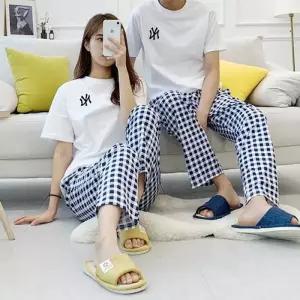 ONM (이거찜)순면 커플 체크 파자마 팬츠/호캉스/커플잠옷