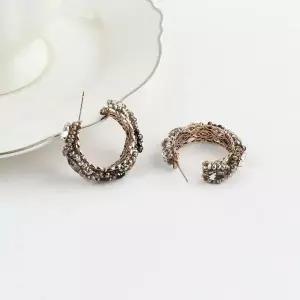 [셀러허브]여자 패션 크리스탈 원석 하프링 비즈 귀걸이 (S13445640)