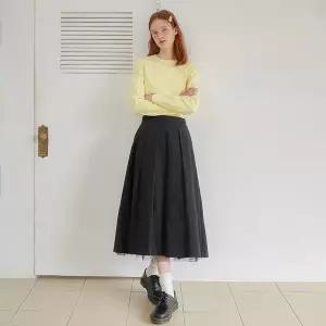 [올리브데올리브](김해점)밑단 레이스 뒷밴딩 플레어 스커트 OW4XS434