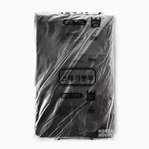 손잡이 쓰레기 봉투 흑색 100L 50매 1P 다용도 비닐백