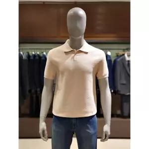 갤러리아 킨록 C/P 조직 반팔 버튼 카라 니트 라이트베이지 (THY96)