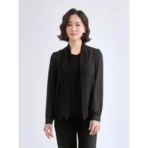 [마담엘레강스] 스트랩 타이 핀턱 블라우스 K241BL16_블랙