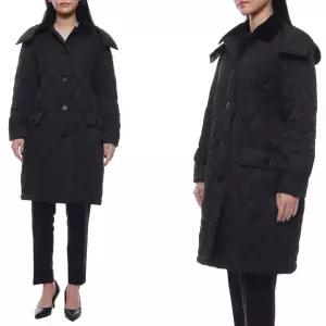 [버버리] 23FW 여성 뉴 데레헴 퀼팅 롱 재킷 (8071234 BLACK 23F)