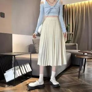 [오노마] ONM 여성 a라인 플리츠 롱스커트 주름롱치마 플레어스커트 (S14214633)
