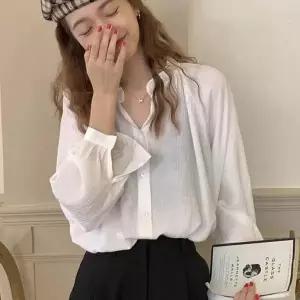 [오노마] ONM 시스루 블라우스 프릴넥 브이넥 심플 블라우스 (S14214509)