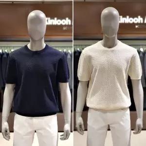 갤러리아 킨록 S/S 조직 라운드 반팔 니트 2종택1 (THY6162)