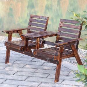 원목테이블의자세트 일체형 2인용 폭157cm 야외 테라스 정원 펜션 카페