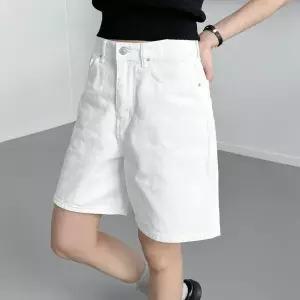 [하프클럽/옷자락]여자 여름 화이트 버뮤다 와이드 백바지 4부 반바지