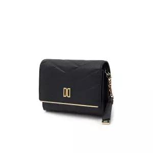 [롯데백화점]닥스 액세서리 [선물포장/쇼핑백동봉] 블랙 칼라일 패턴 골드 DD 3단 반지갑 DCWA4F414