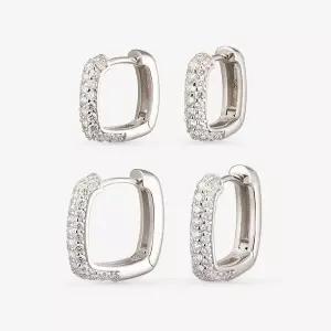 [도로시] 18k 스퀘어 랩 다이아몬드 파베 링귀걸이_대