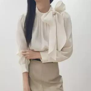 [하프클럽/헤이데이즈]1145 리본 하이넥 블라우스 왕리본블라우스