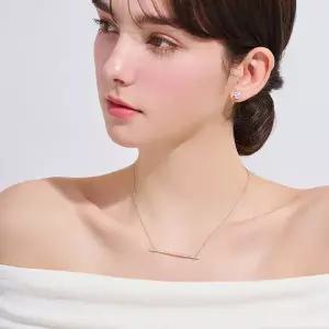 [도로시] 14k 센시 랩 다이아몬드 스틱 목걸이_중