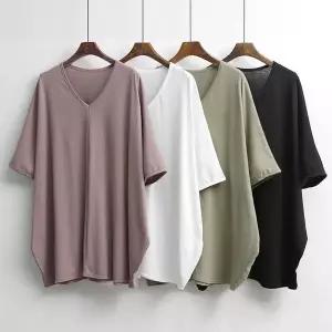 [강물처럼]빅사이즈사랑해요 E027L407 브이넥가오리코튼롱티 IL (S17230069)