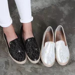 ONM 여성단화 2컬러 플라워 자수 레이스 슬립온 에스파듀