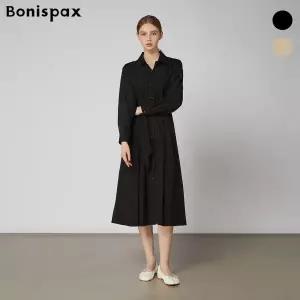 [롯데백화점]보니스팍스 카라넥 심플 스트랩 버튼업 원피스 (XO7OP026M0)