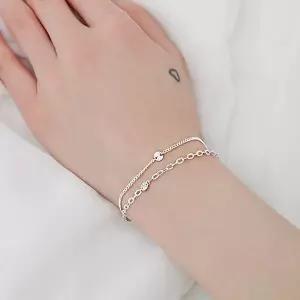 92.5 SILVER 코인벨 두줄 체인 팔찌-WCB9108