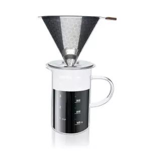 코코비아 스텐 커피 드리퍼 실버+내열유리 커피 서버 핸드드립세트